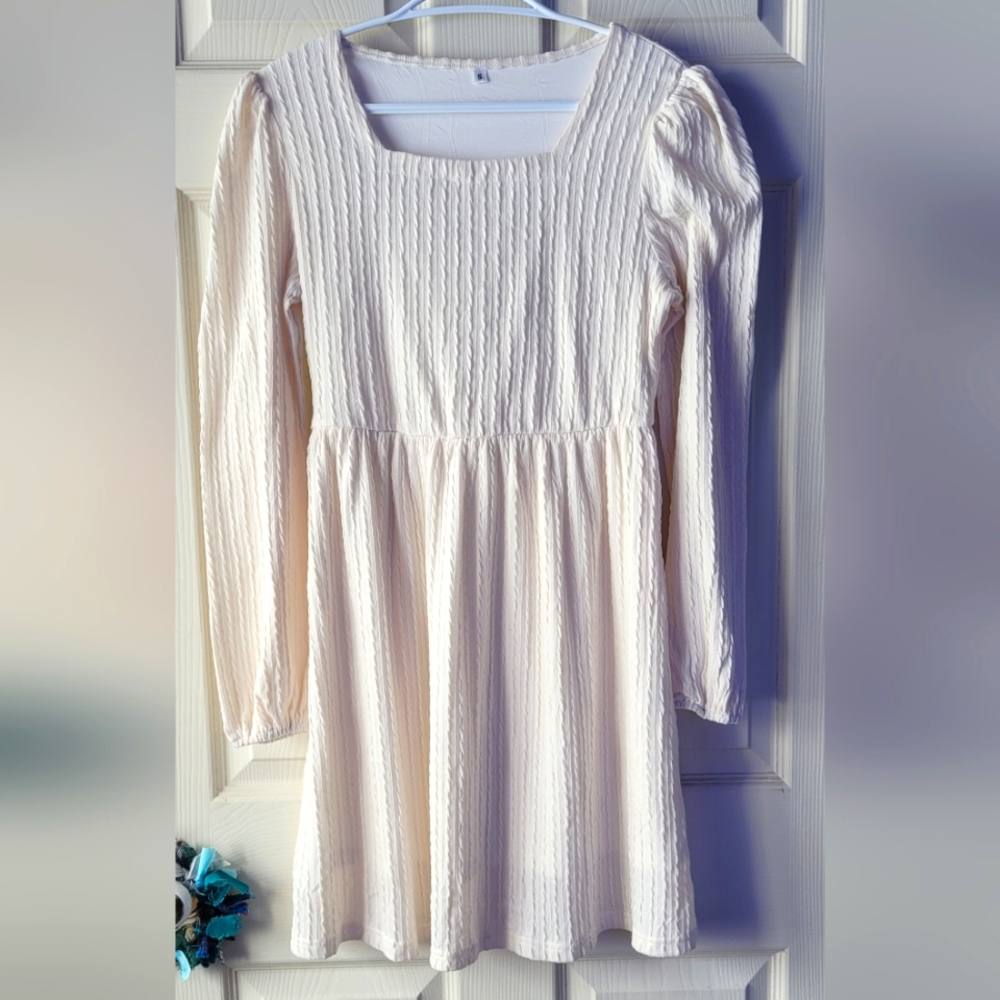 Cream-coloured Knit Midi Dress, Size Small
